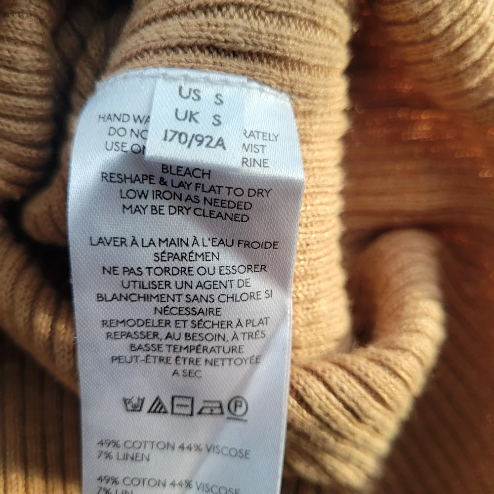 Free People Ella Button-Up‎ Ribbed Cardigan Sweater Iced Coffee Tan S